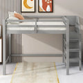 Full Size Loft Bed with Built-in Storage Wardrobe and Staircase
