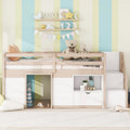 Twin Solid Wood Low Loft Bed with Stair & Drawer