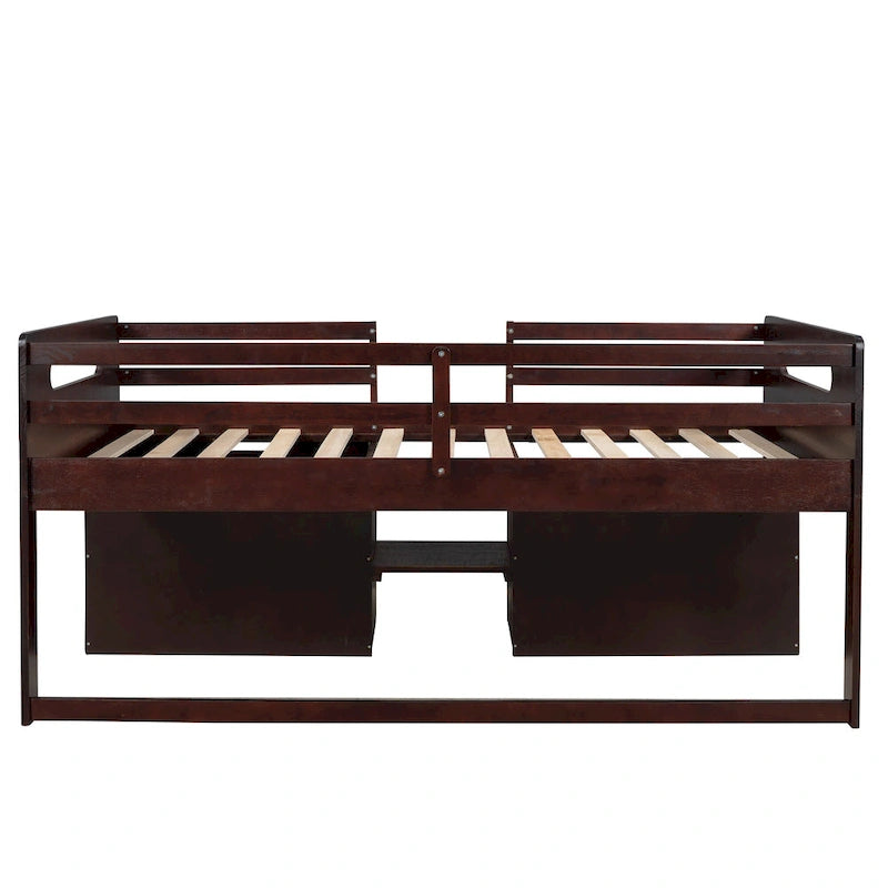 Twin Size Loft Bed with Two Shelves and Two Drawers