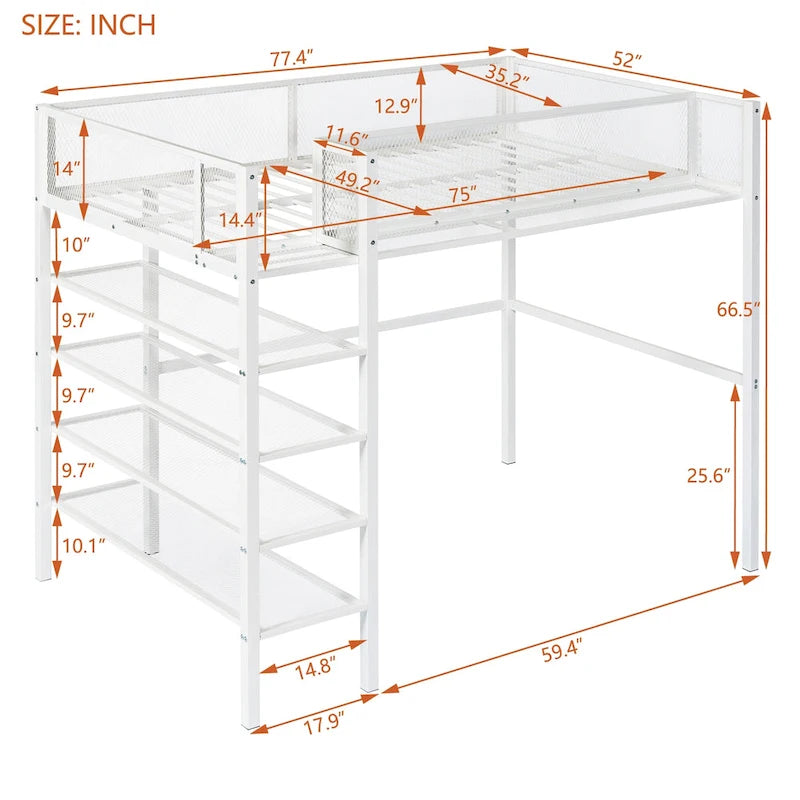Twin Size Metal Loft Bed