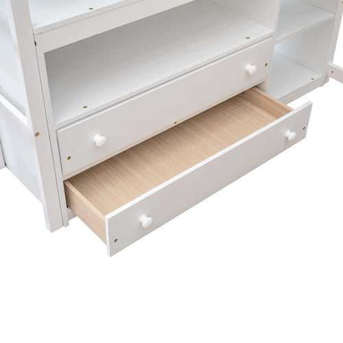 Nestfair Full Size Loft Bed with Desk and Shelves