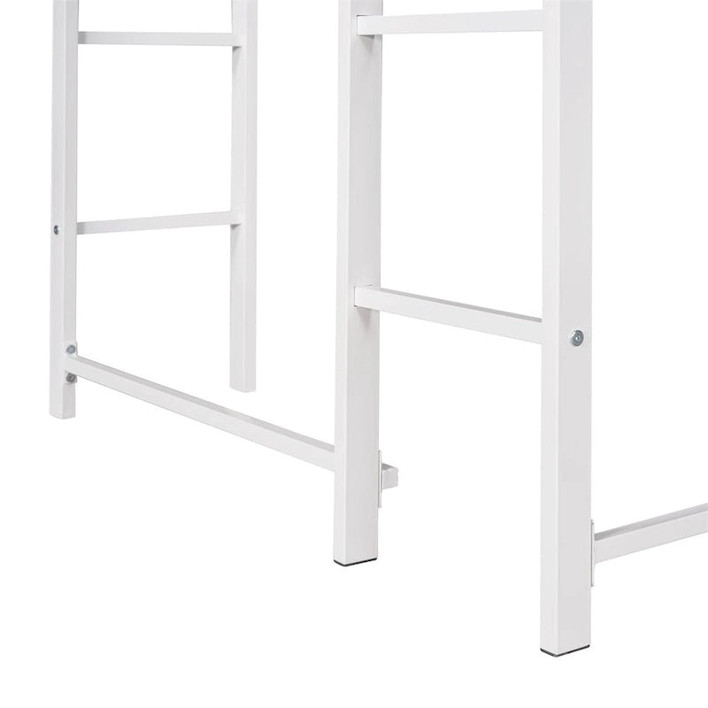 Twin Size Metal Loft Bed with Desk and Shelves