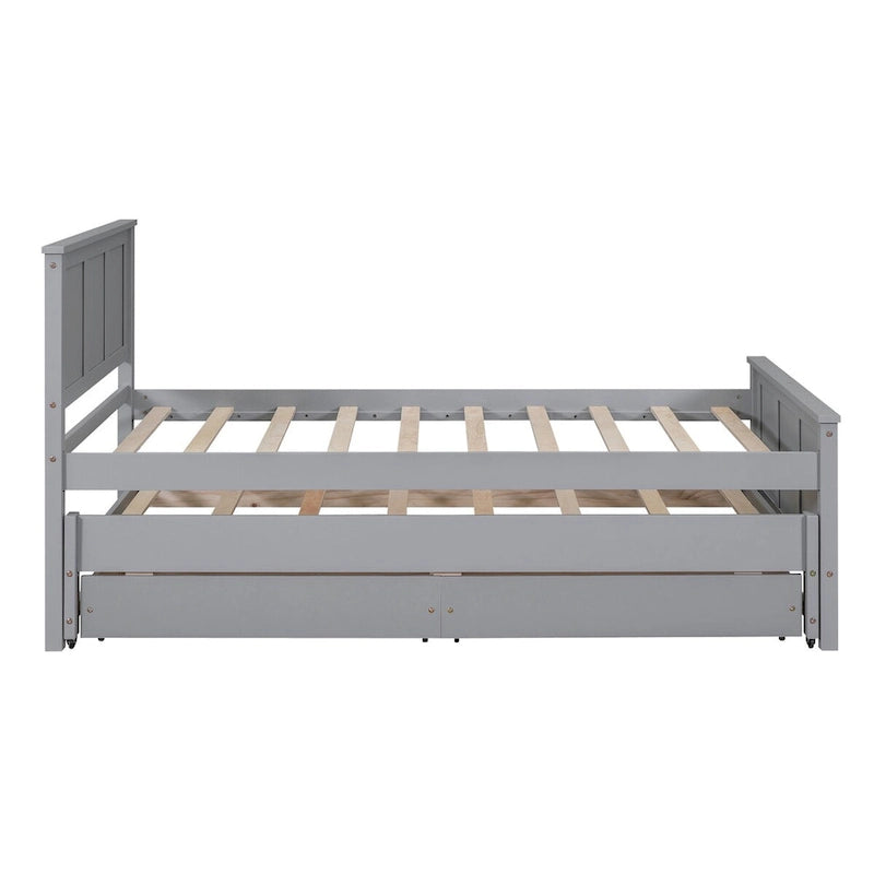 Twin Size Platform Bed with Trundle and 2 Drawers