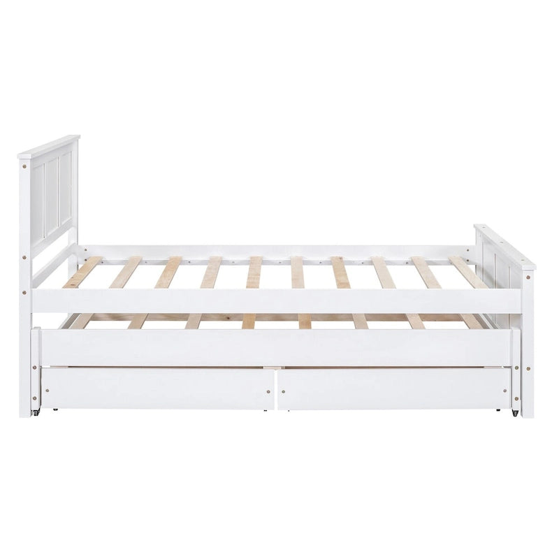 Twin Size Platform Bed with Trundle and 2 Drawers