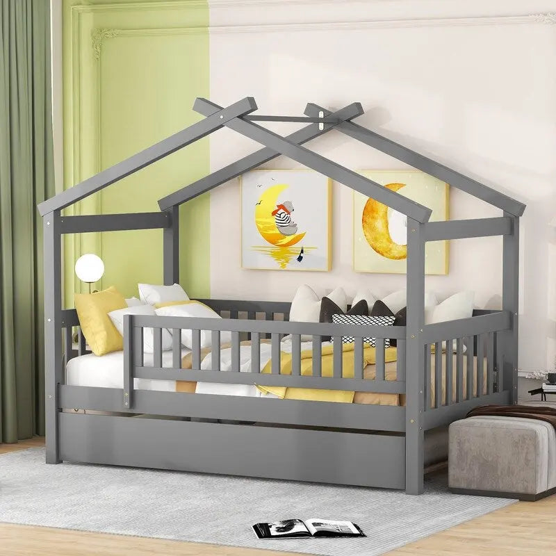 Kids House Bed Twin with Trundle