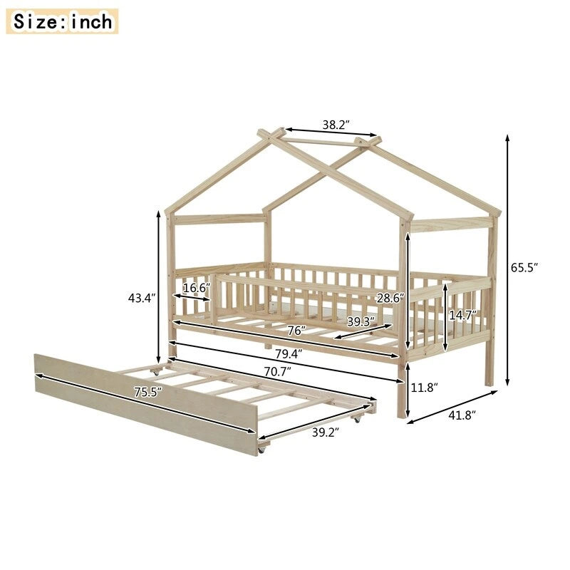 Kids House Bed Twin with Trundle