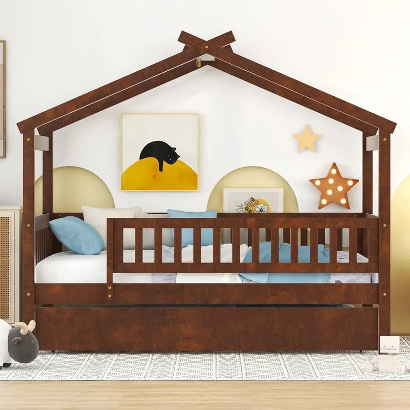 Kids House Bed Twin with Trundle