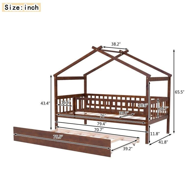 Kids House Bed Twin with Trundle