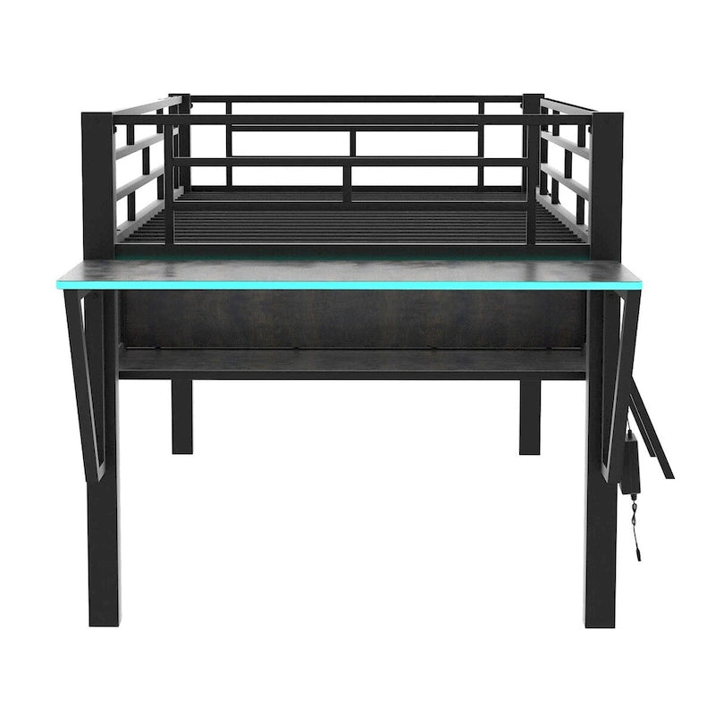 Mid Loft Bed with Desk and LED