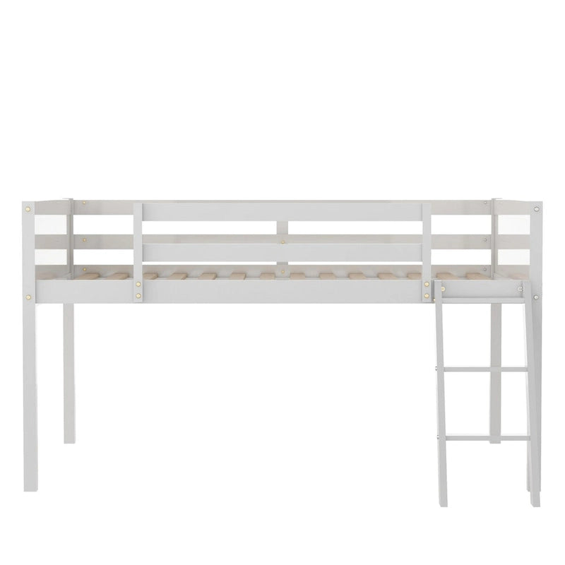 Full Size Wood Low Loft Bed with Ladder