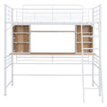 Twin Size Loft Bed with Desk and Shelf , Loft Bed with Ladder